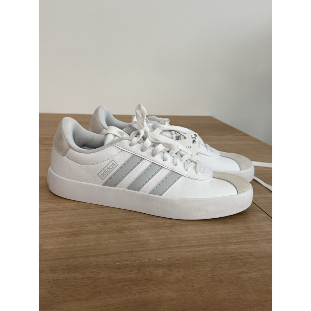Adidas VL Court 3.0 Womens 9.5 White Gray Suede Leather Sneakers IF4475 NWT